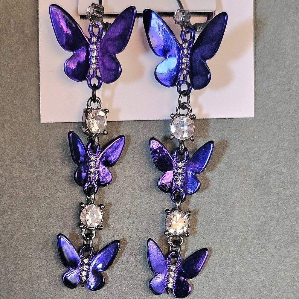 Betsey Johnson Purple Butterfly Earrings
